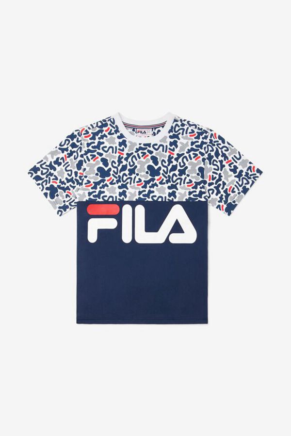 Fila Tričká Detske Námornícka Modrá - Patterned Logo Vypredaj - Slovakia 02457-JQYO